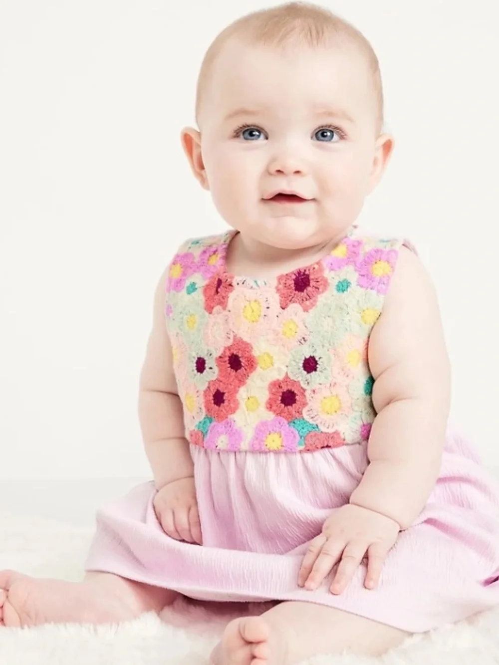 Old Navy Baby Crochet-Panel Dress & Shorts Set - Pink Floral